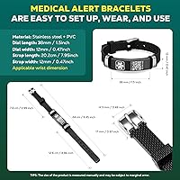 Vista 3 de Pulseras médicas para hombres y mujeres con código QR, pulseras de identificación de alerta médica, pulsera de plástico ajustable ultraligera que se