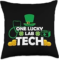 Vista 1 de One Lucky Laboratory Lab Tech St Patrick's Day Leprechaun Throw Pillow