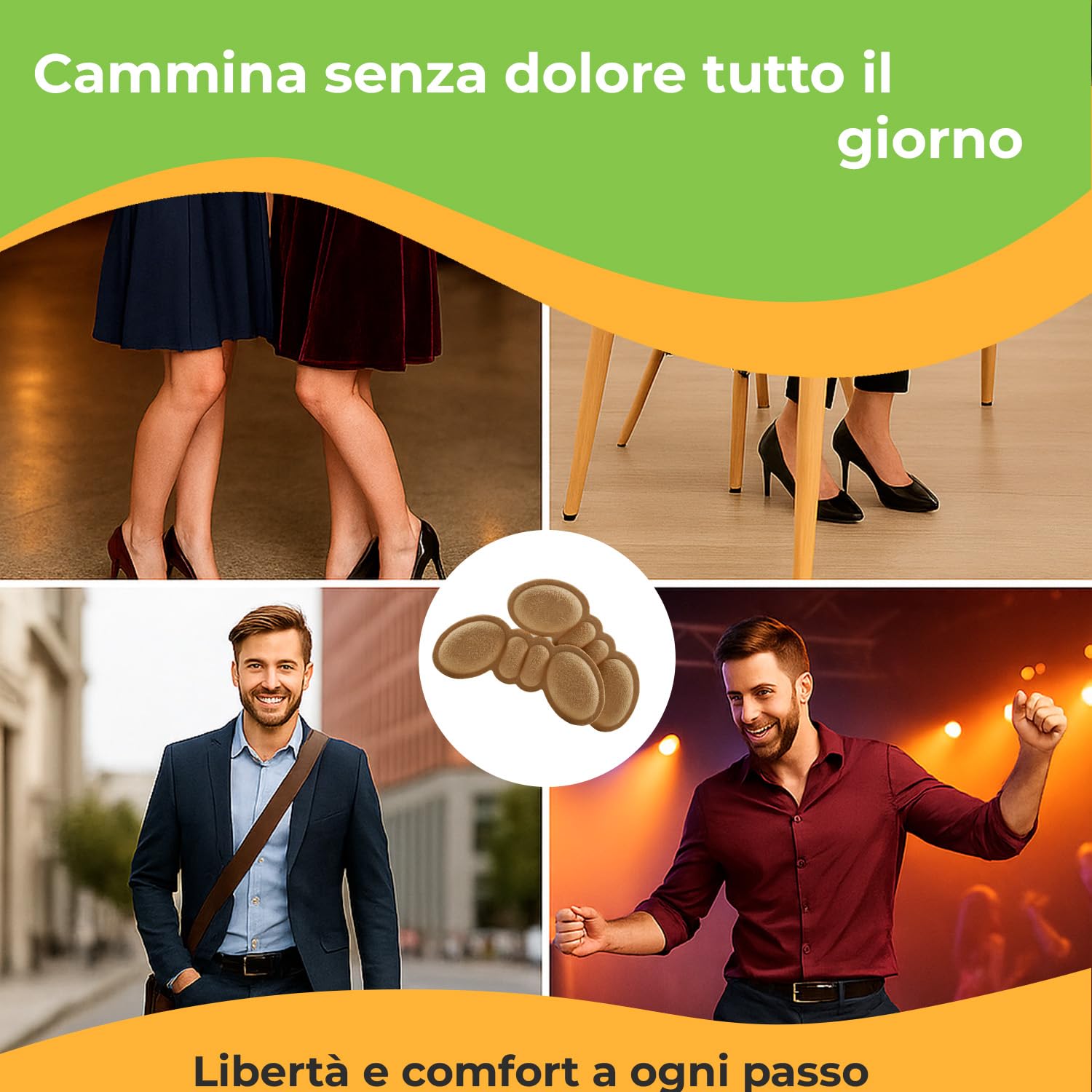 Cuscinetti Tallone Tipo Farfalla Beige – 6 Paia | Schiuma Memory Premium, Anti-Sfregamento e Antiscivolo | Riutilizzabili e Lavabili per Scarpe Uomo Donna | Comfort Quotidiano