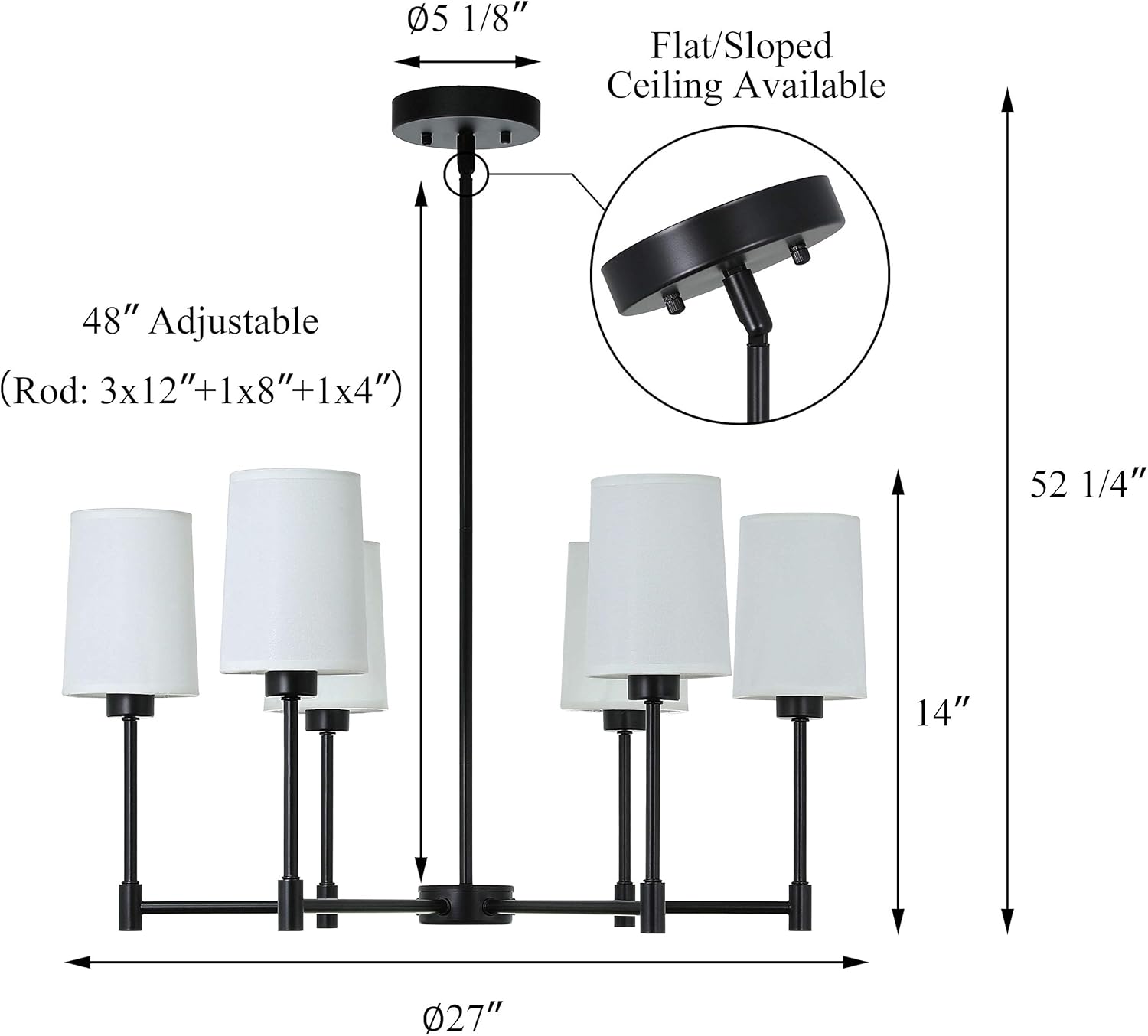 Amаzоn Crаzу 🔥 Dеаlѕ XiNBEi Lighting Chandeliers, 6 Light Chandelier with Fabric Shade, Modern Pendant Lighting Matte Black Finish for Living & Dining Room XB-C1215-6-MBK