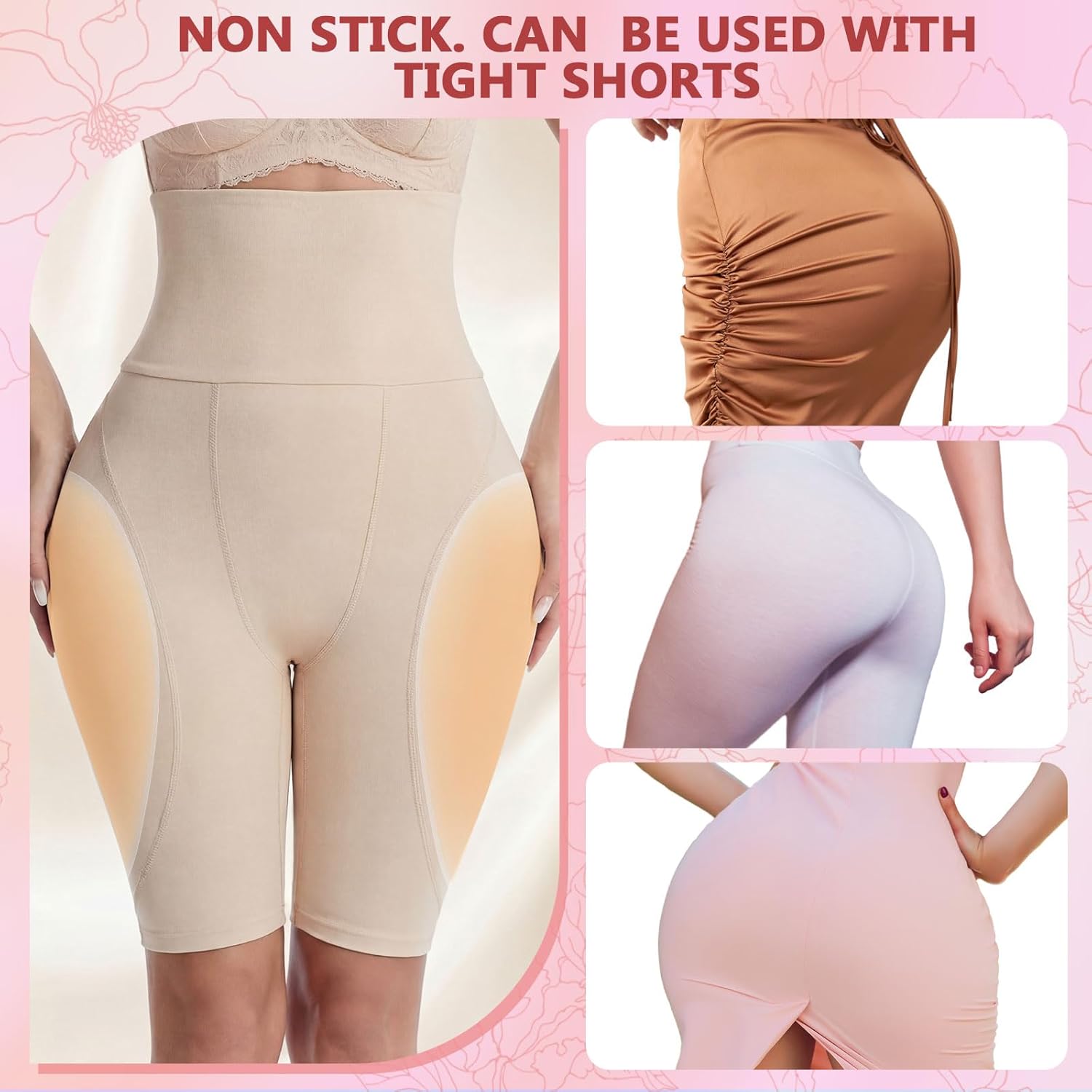 Shyyween 2 Pcs Silicone Hip Pads for Women, Soft Lifter Butt Enhancer Shapewear, Reusable Butt Lift Pad Fill Hips Dips, Realistic Thick Buttocks for an Instant Hourglass Figure, Crossdressing Yellow