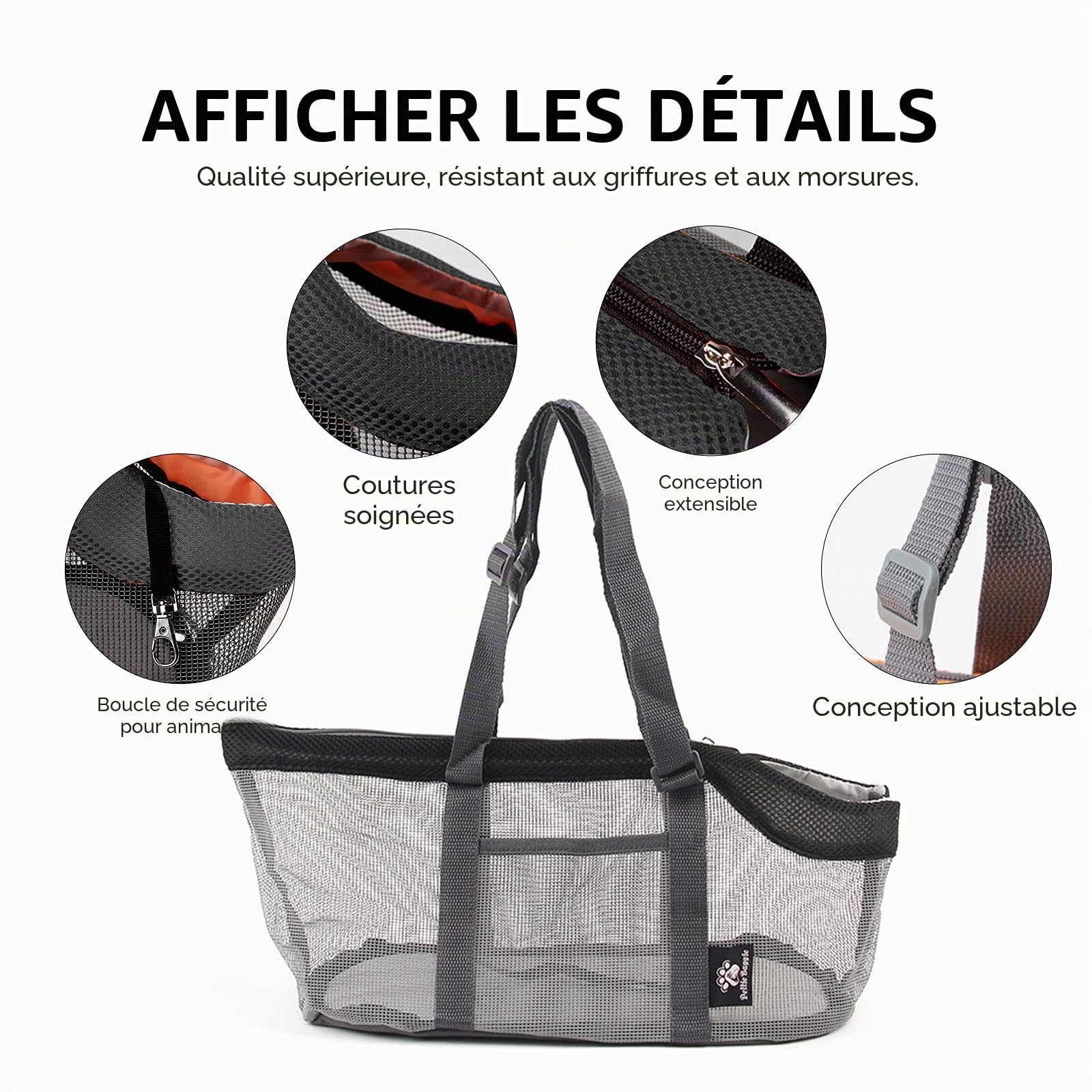 PETCUTE Sac Transport Chien,Sac à Main pour Animaux De Compagnie en Maille Respirant,Sac de Voyage pour Chien avec Coussins Amovibles,Confortable Sacoche À Bandoulière Portable pour Petits Chiens