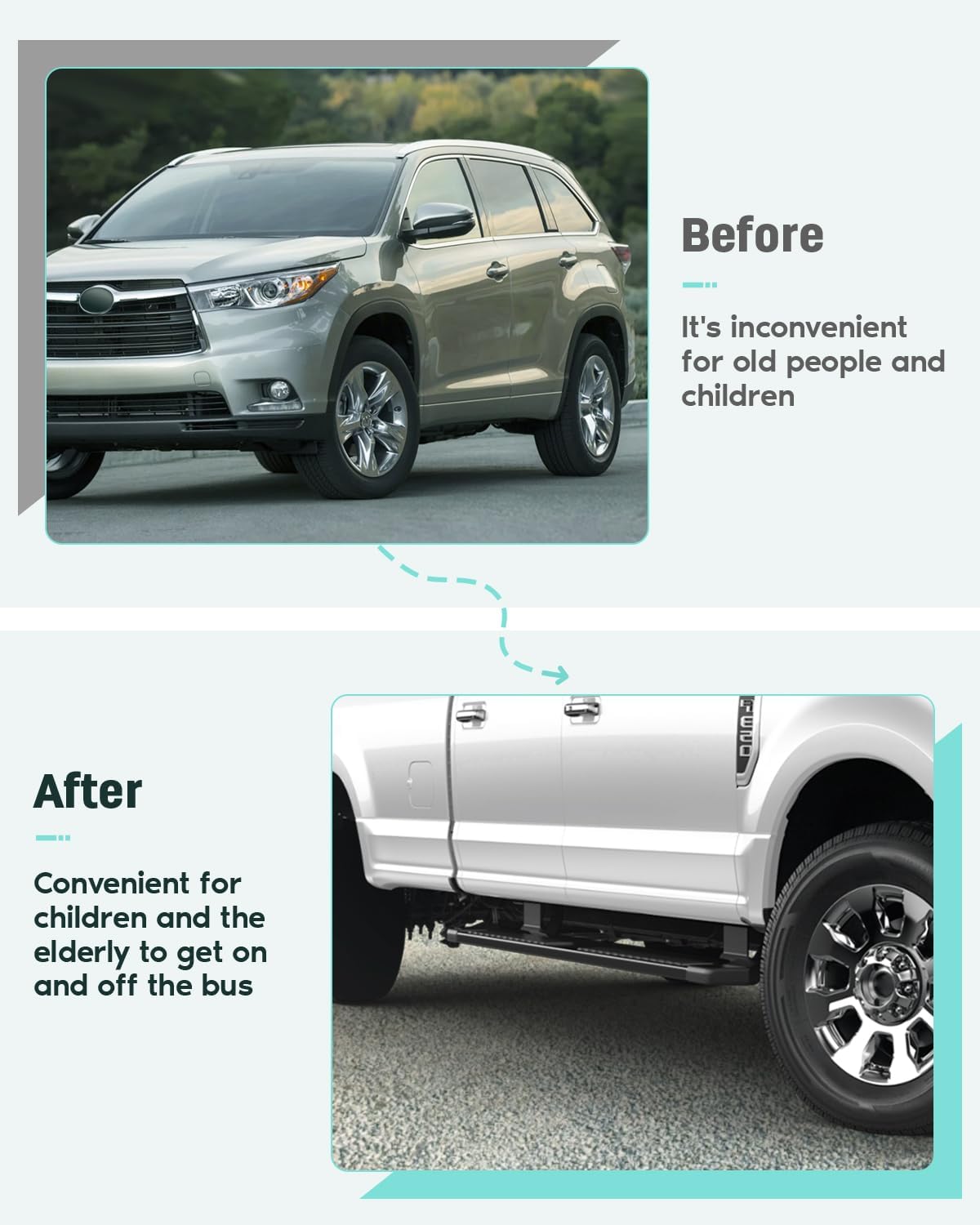 SCITOO Nerf Bar Running Board Side Step Fit for 2017-2023 for Ford F-250 Superduty Crew Cab Stainless Steel 6.3in Rock Sliders