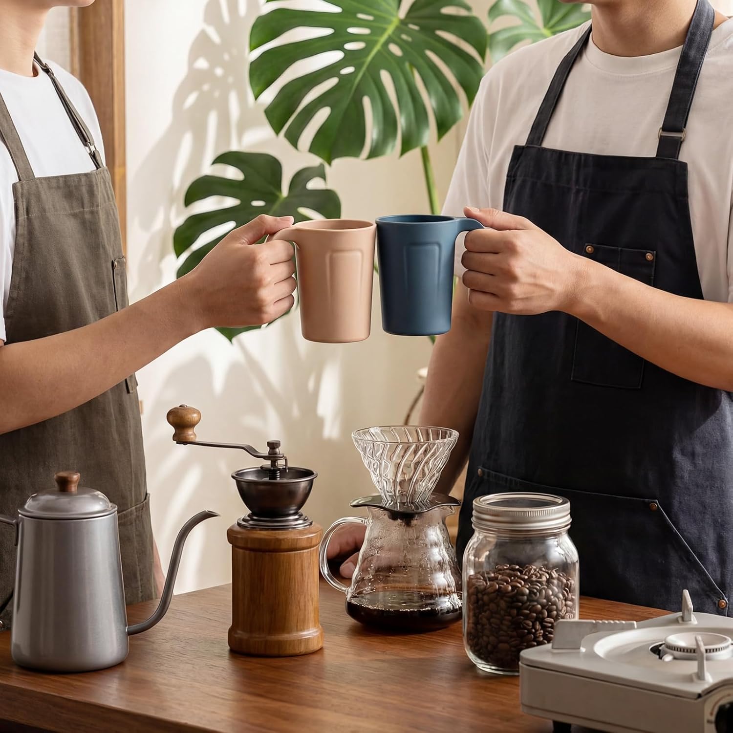 Dandat 40 Pcs Wheat Straw Cup with Handle Colorful Wheat Straw Mug Stackable Plastic Coffee Cups 12oz Unbreakable Reusable Plastic Coffee Mug Dishwasher Safe for Milk Tea, 4.3x3 Inch - Image 6