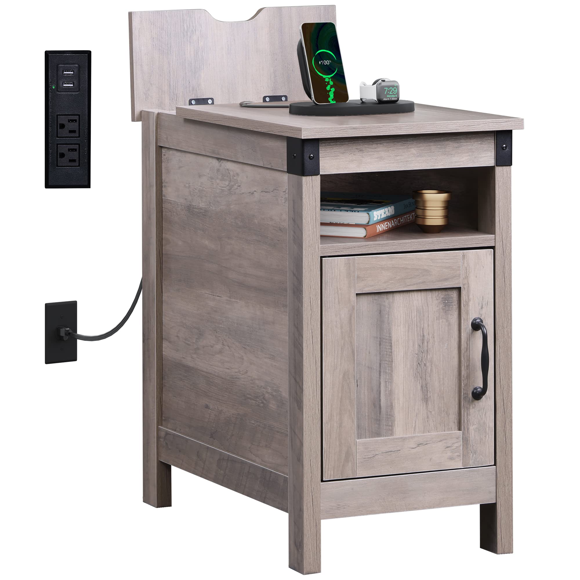 Buy WLIVE End Table with Charging Station, Side Table with USB Ports