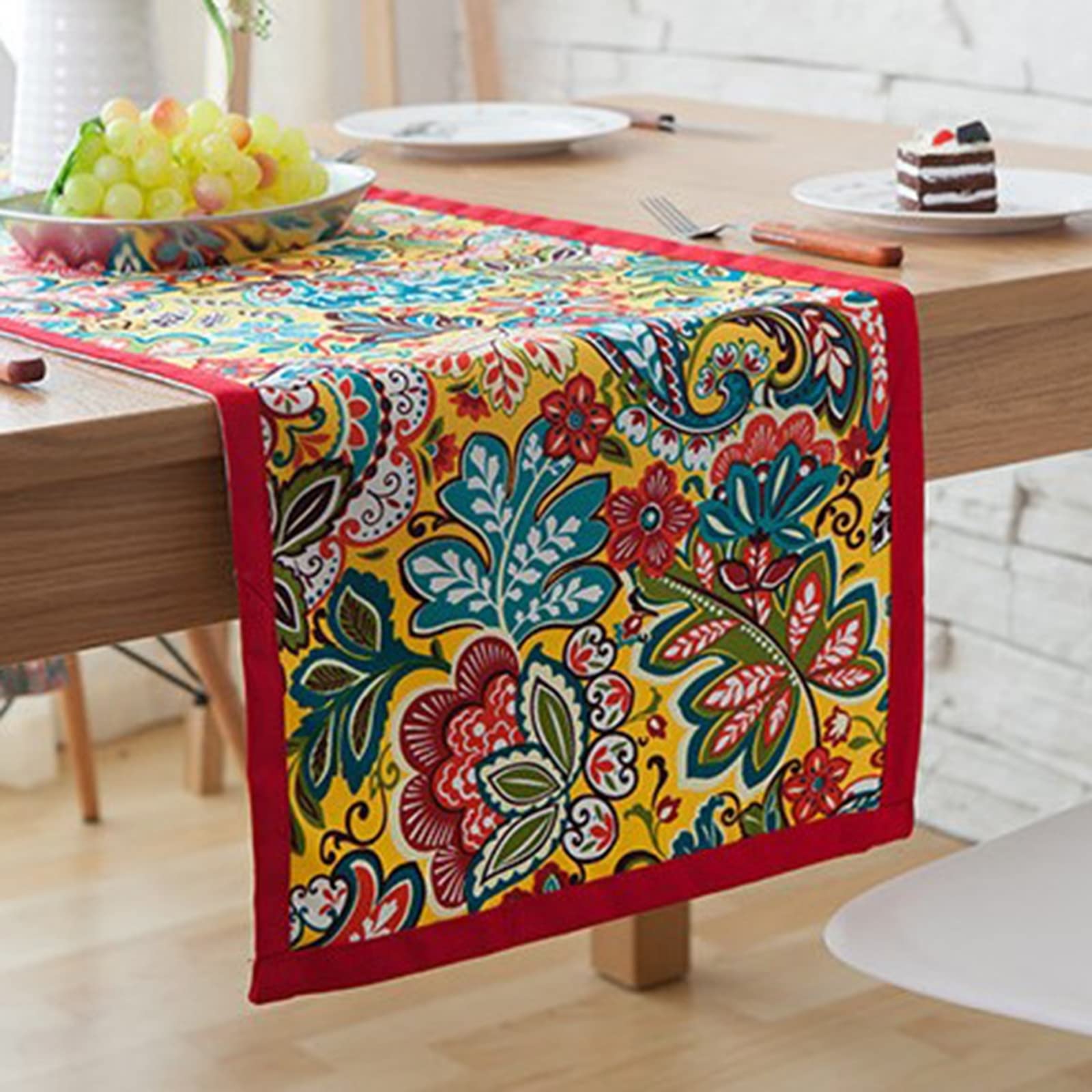 Chemin de table lavable coton rouge nappe salle à manger fête 35x180