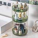 INVSSENE 360 Rotating Makeup Organizer, Bathroom Make Up Spinning Holder Rack, Large Capacity Cosmetics Storage Vanity Shelf Countertop, Fits Cosmetics, Perfume, Skincare(3 Tiers, Green)