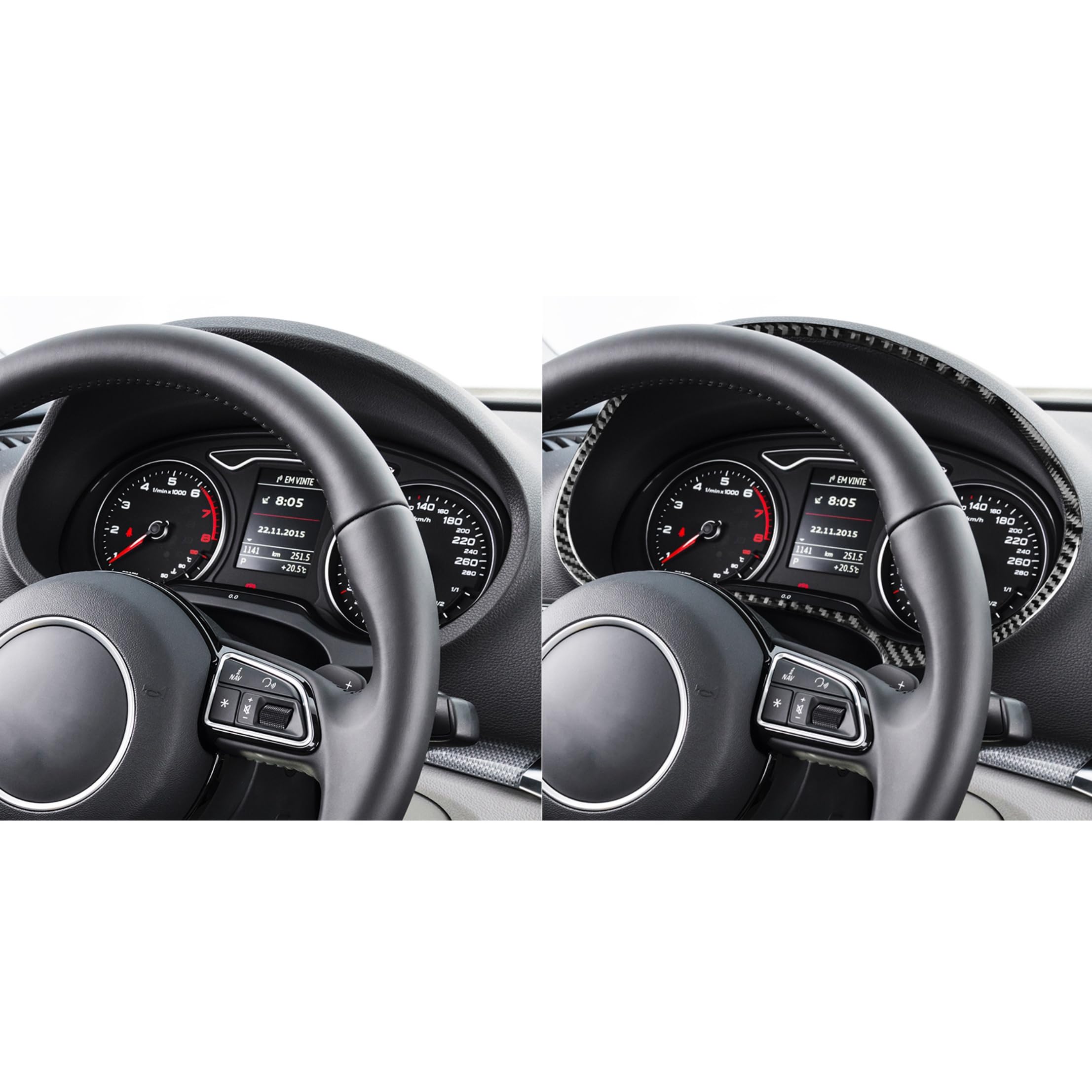 Accessoire de voiture en fibre de carbone compatible avec Audi A3 S3 8V 2013-2019 (panneau de compteur de vitesse, tachymètre 04)