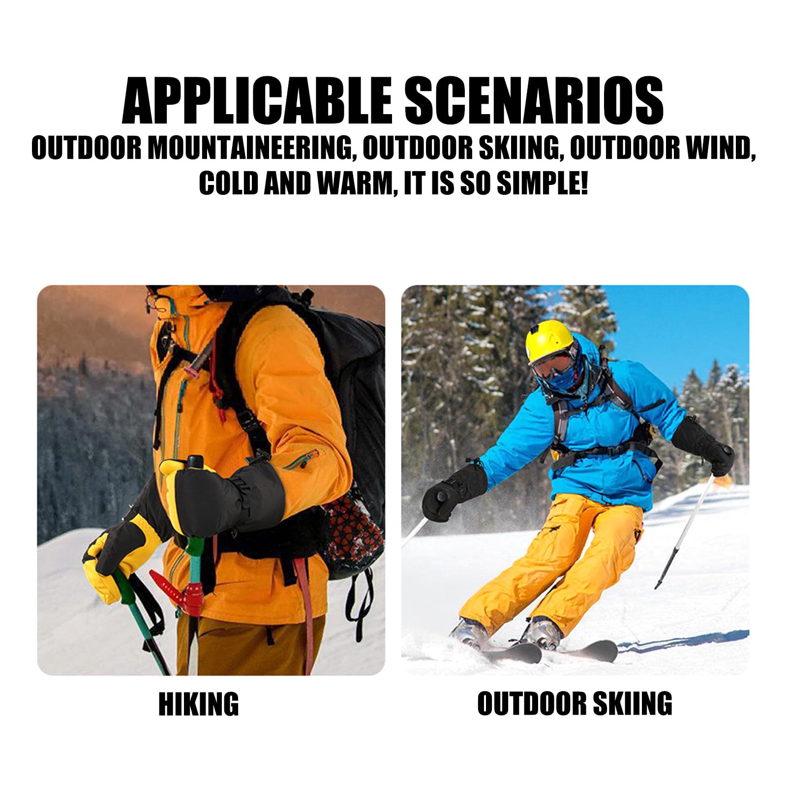 Guantes de esquí para clima frío, forro grueso, impermeables, resistentes al viento, snowboard, unisex, correa de muñeca ajustable, resistente al viento, térmicos para clima frío