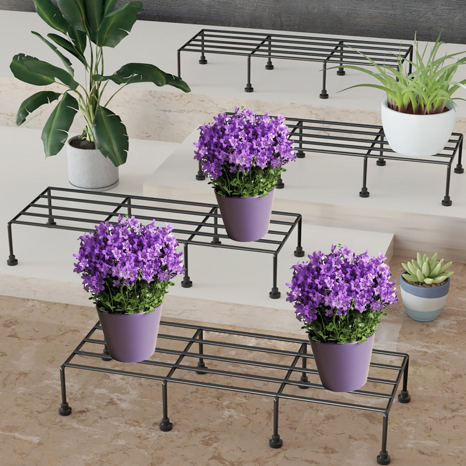 LUNA HOMS Titan Plant Stands (Set of 4) Plant Stand for Balcony Rust Proof Flower Pot Stand Galvanized Metal with 7 Layer Coating (Rectangle Black) (B0CV18KWYB) Amazon Price History, Amazon Price Tracker