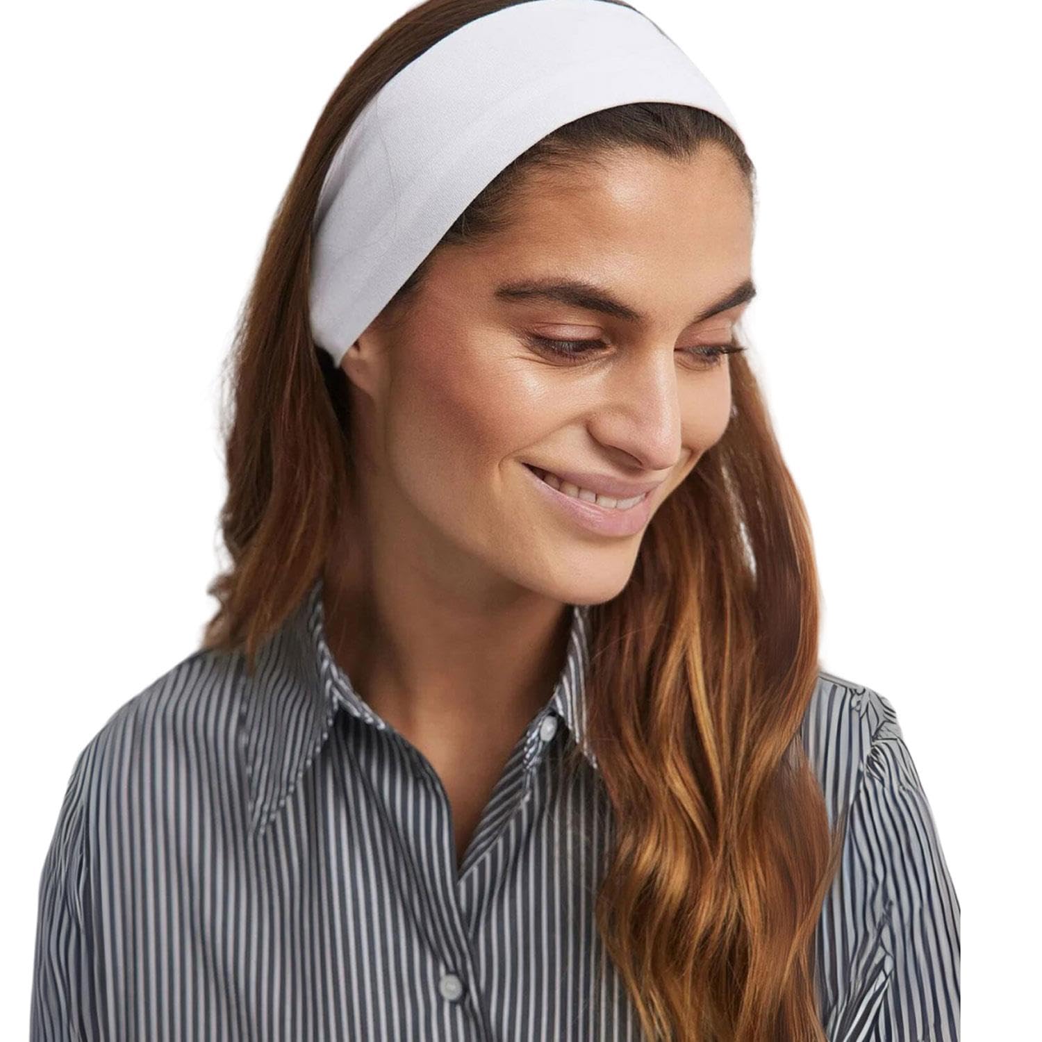 SALVIA DIONE 2'li Kombin Spor Saç Bantları - Elastik Kaymaz İnce Saç Ter Kafa Bandı Bandana, Şık Kadın & Erkek Koşu Fitness Yoga Pilates Makyaj Yüz Yıkama Atletik 2'Li Saç Bandı Seti (Siyah & Beyaz)