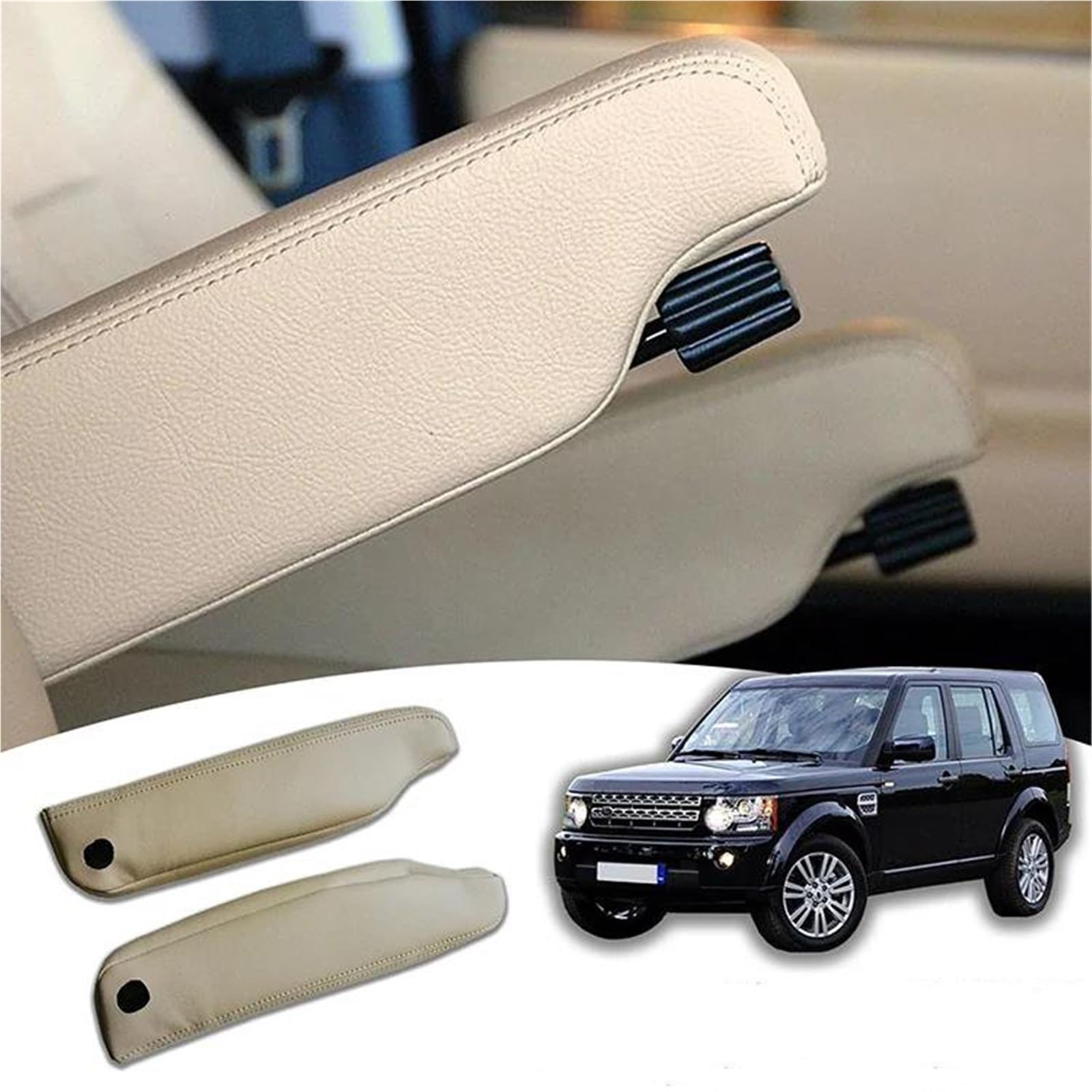 2 Pezzi Copribracciolo Sedile Laterale Auto In Pelle Originale Curva Per Land Per Rover Per Discovery 3 4 2004-2016(Beige)