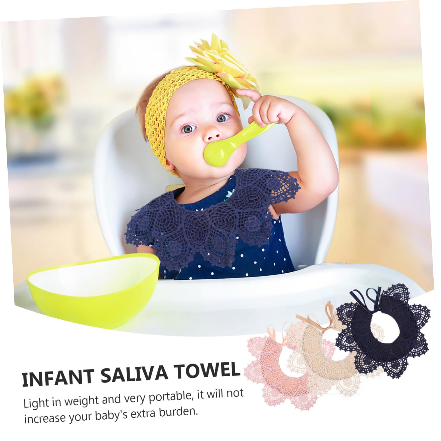 Bavaglini Bandana Neonata 3 Pezzi in Cotone per Saliva
