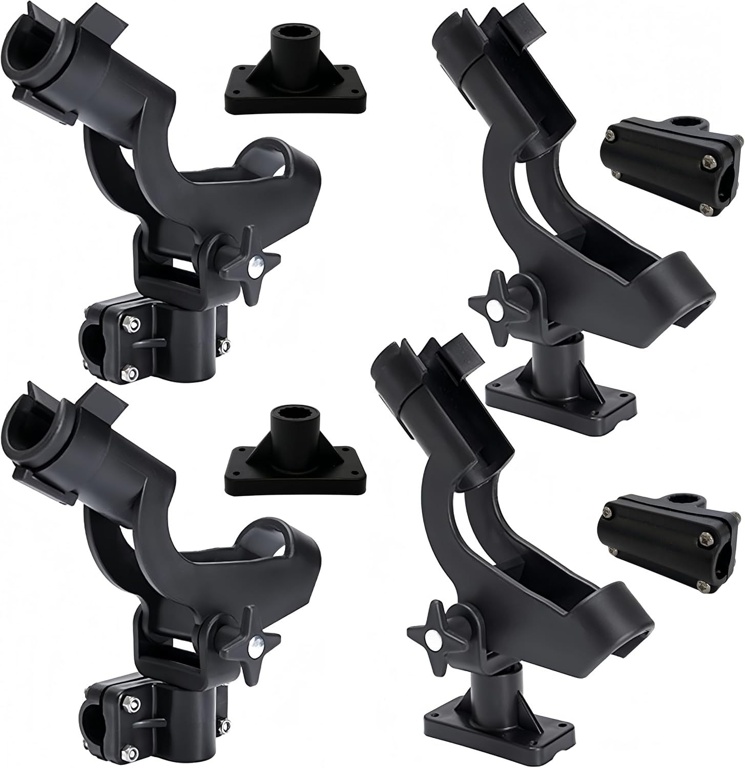 Adjustable Rotatable Plastic Fishing Rod 3 Mount Rack Holder Bracket Boat Canoeing Rowing Mount Kit Kayak Side Rod Holder