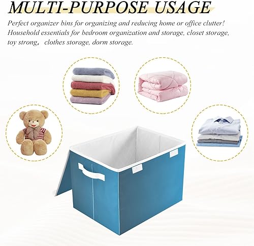 Miniatura 7 de GAIGEO Contenedores de almacenamiento de tela degradada azul con tapa, organizadores de armario y contenedores de almacenamiento, almacenamiento y