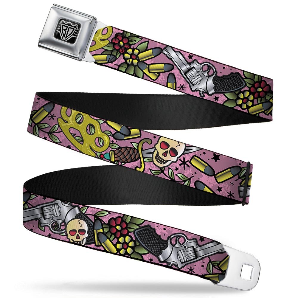 Cinturón de seguridad con hebilla Born to Raise Hell Cloose-Up Rosa de 1.5 pulgadas ajustable 8