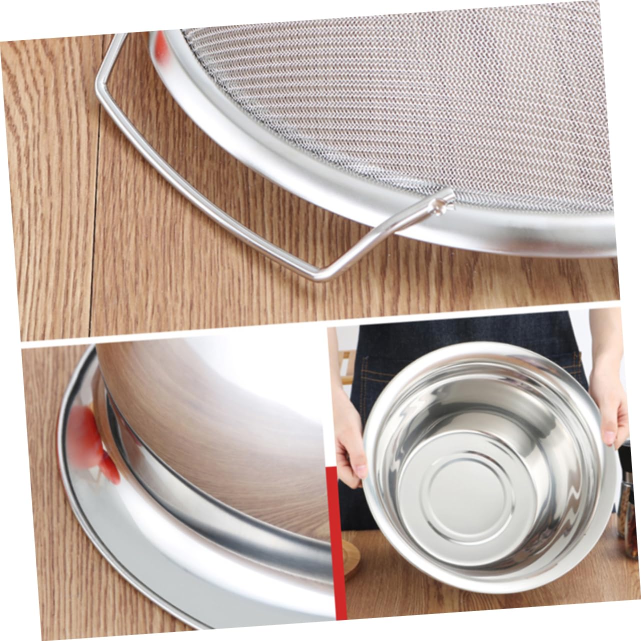 BESTonZON 1 Pc Colador Fino Cuenco Colador Cuenco para Lavar Arroz Colador Metalico Tazón De Lavado De Verduras Cuenco para Lavar Ensaladas Canasta Colador Acero Inoxidable Linea Metalica