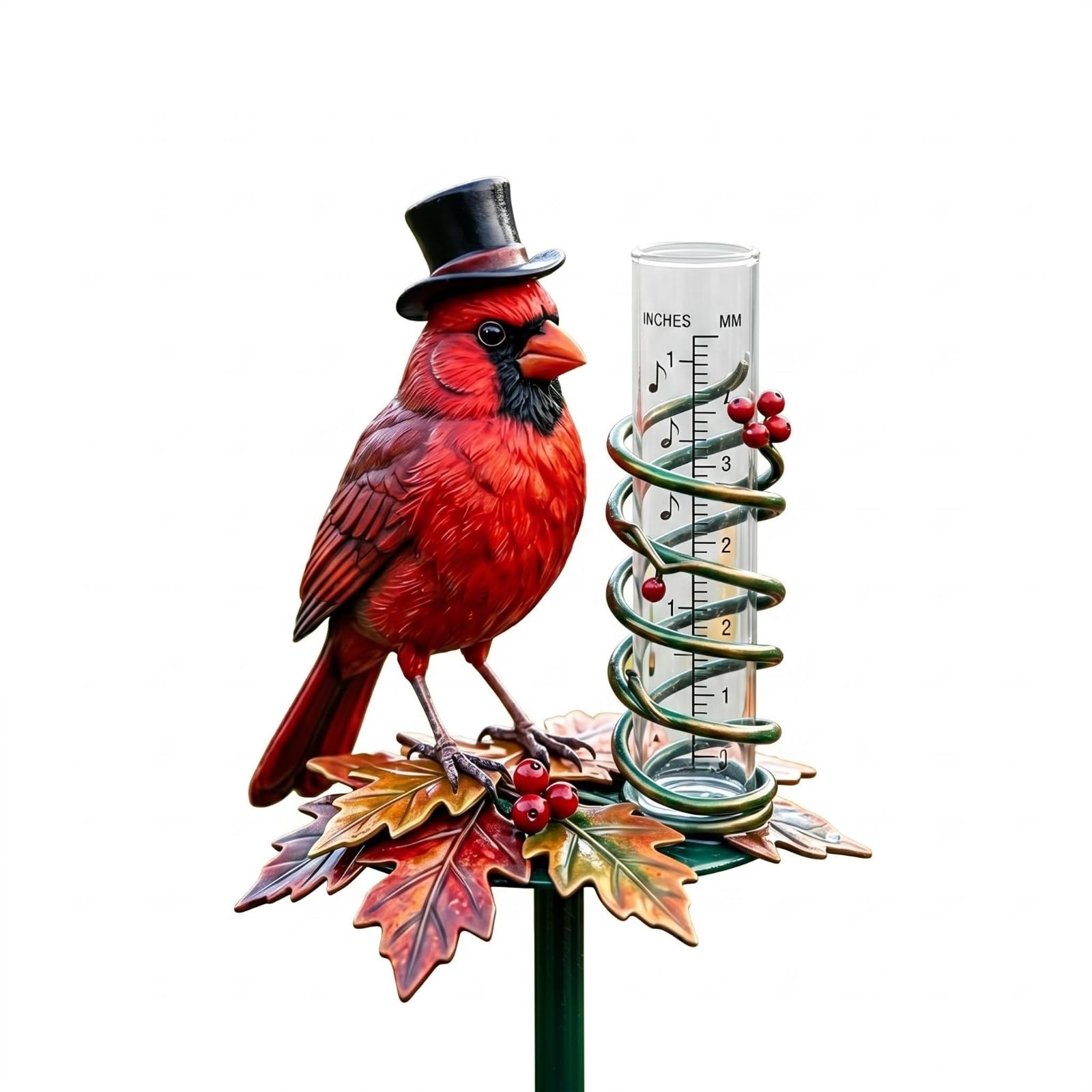 Autumn Leaves Cardinal Rain Gauge Spiral Vine Decorative Rain Gauge Double Scale Garden Decor for Yard, Cardinal Bird | Home & Garden | Yard Garden & Outdoor Living | Garden D?©cor-image-38