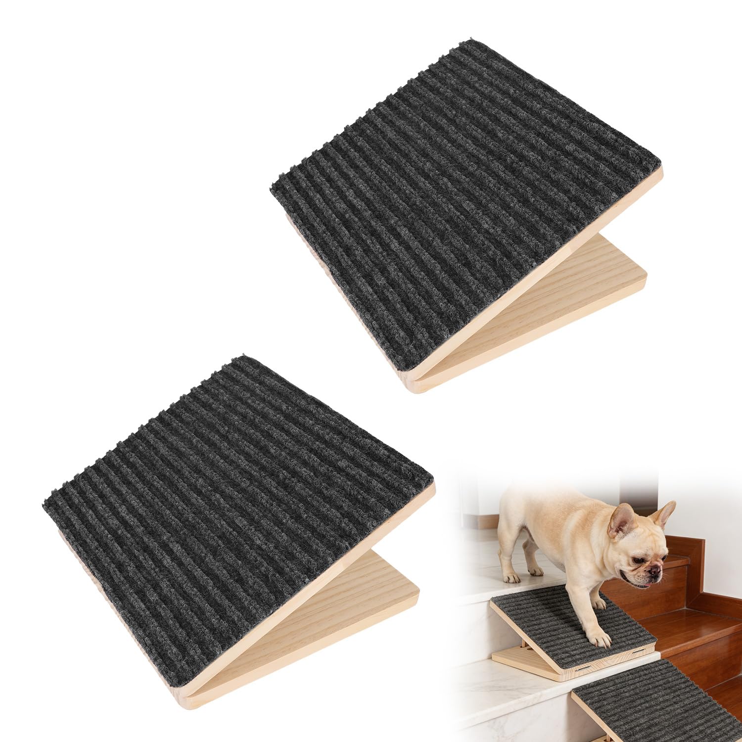 2pz Rampa Cani Regolabile per Divano e Scale, Scale Pieghevoli Portatili Animali Domestici con Tappetini Antiscivolo per Cani Gatti Piccola Taglia Anziani Feriti Animali Domestici Anziani