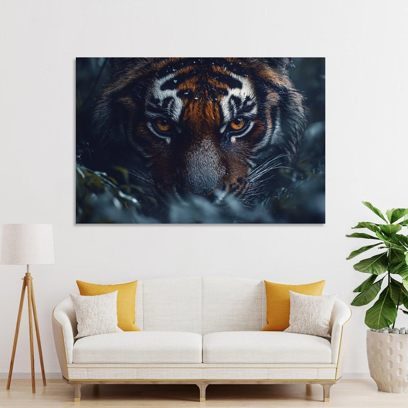 Junmoney Intense Tiger Portrait Decorative Wall Artwork, 20x30inch(50x75cm), for Work Areas, Reading Rooms Or Studios, Wall Art That Adds Style to Work Areas
