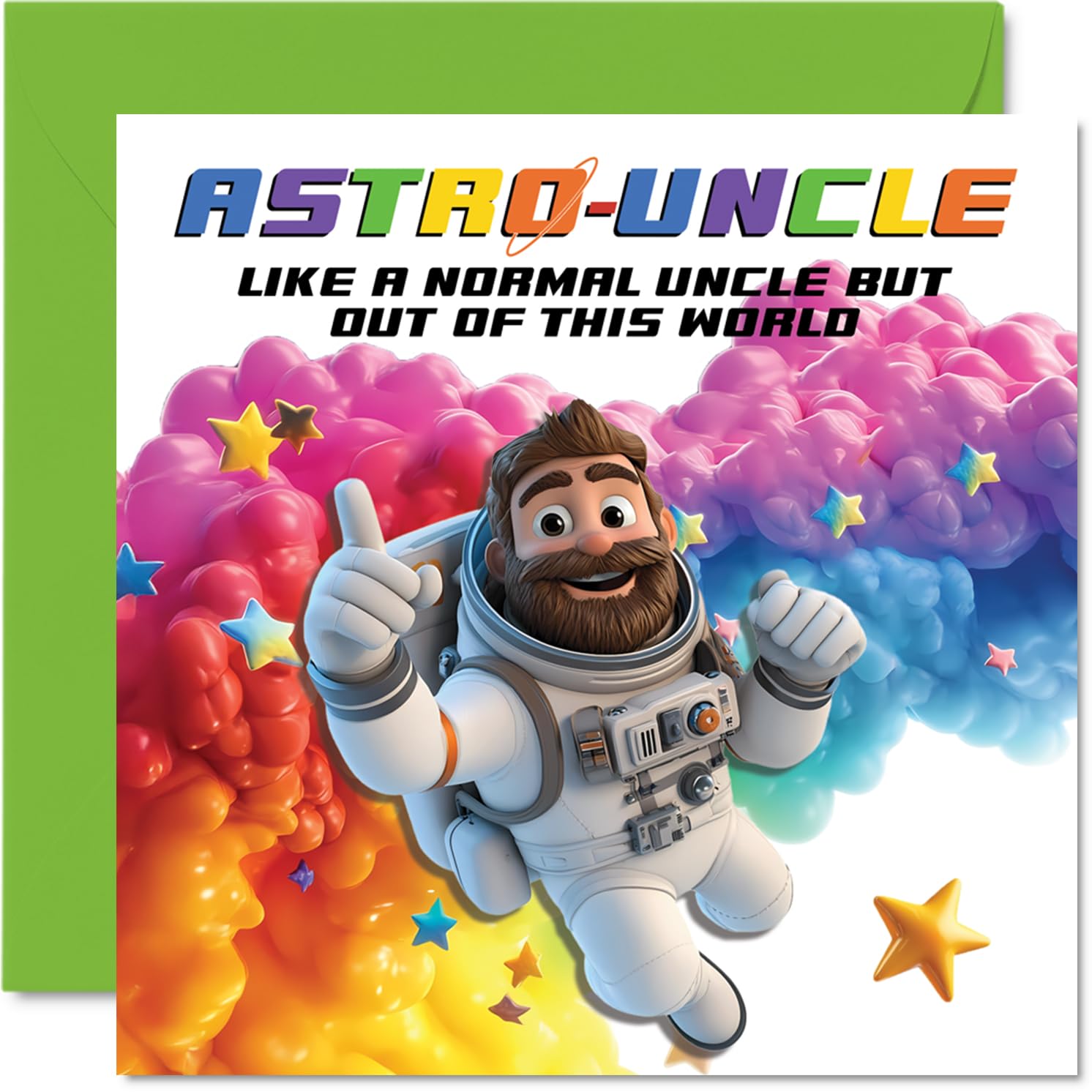 Uncle Birthday Card - Astro-Uncle - Happy Birthday Card for Uncle from Nephew Niece, 145mm Astronaut Space Bday Greeting Cards