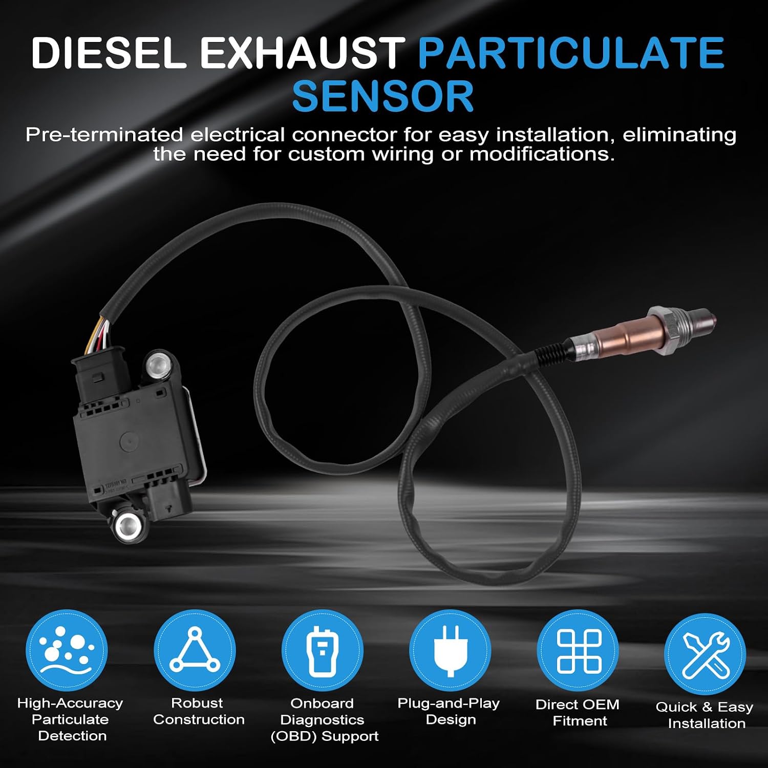 Kessocco Particulate Matter Sensor 68249512AC Diesel Exhaust Particulate Sensor Repalcement for 2014-2020 Grand Cherokee 2014-2018 Ram ProMaster 1500 2500 3500 3.0L V6