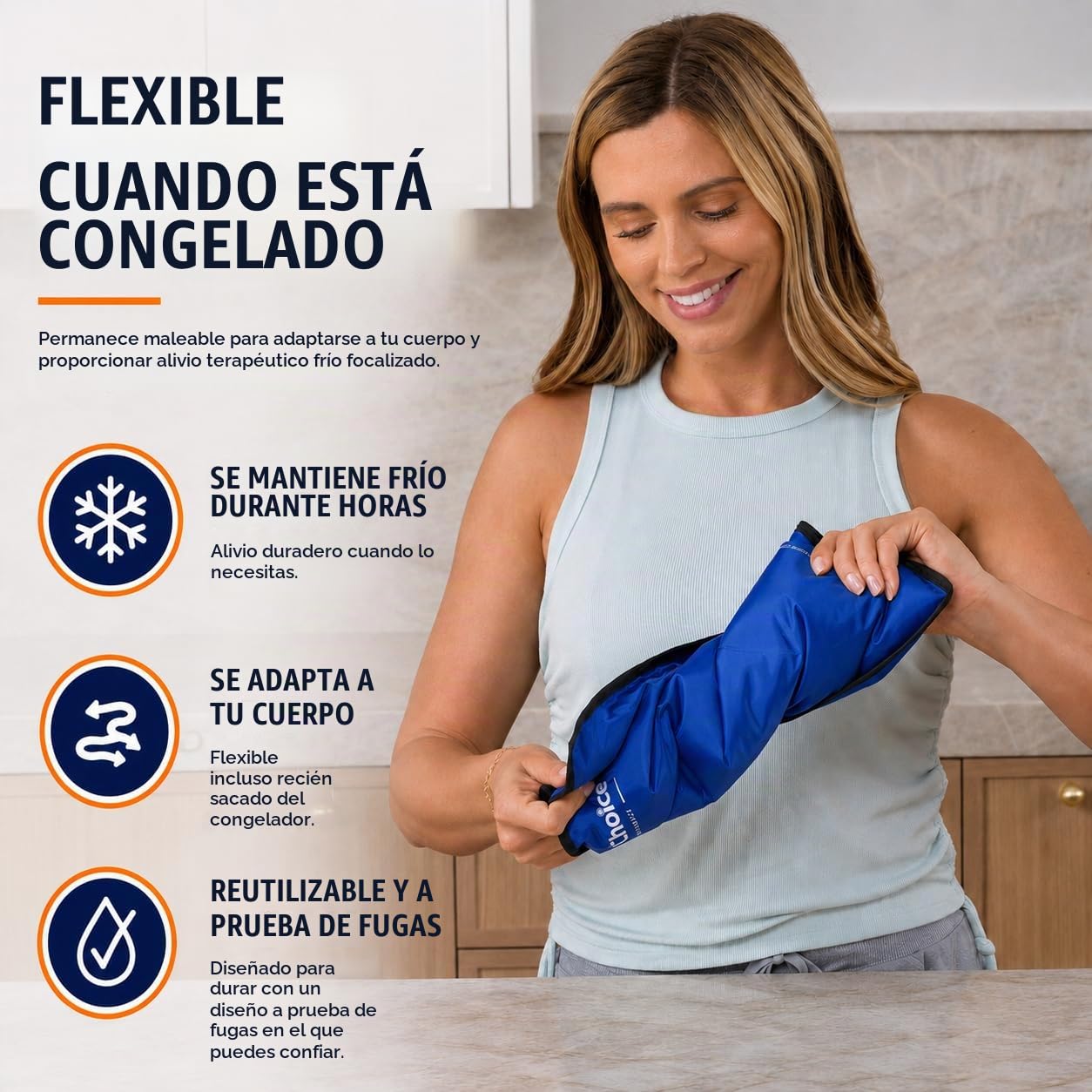 Bolsa de hielo de gel suave y flexible para lesiones reutilizable (grande: 11 x 14.5 pulgadas) para cadera, hombro, rodilla, espalda - Compresa fría cómoda para hinchazón, moretones, cirugía