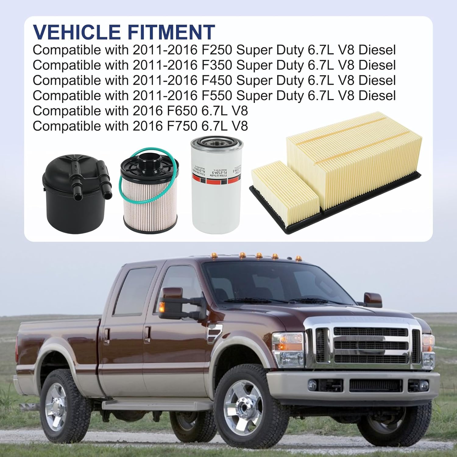 JDMSPEED FL2124S FD4615 FA1902 Oil filter Fuel Filter Air Filte Compatible with 2011-2016 Ford F250 F350 F450 F550 Super Duty F650 F750 6.7L Powerstroke V8 Diesel Engine