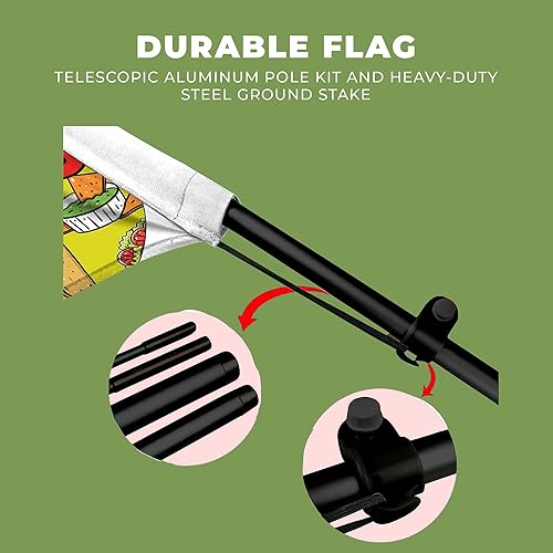 Miniatura 4 de DreamController - Bandera de plumas de tacos y burritos (11.5 pies x 2.5 pies)  Bandera alta para publicidad de negocios al aire libre  Bandera