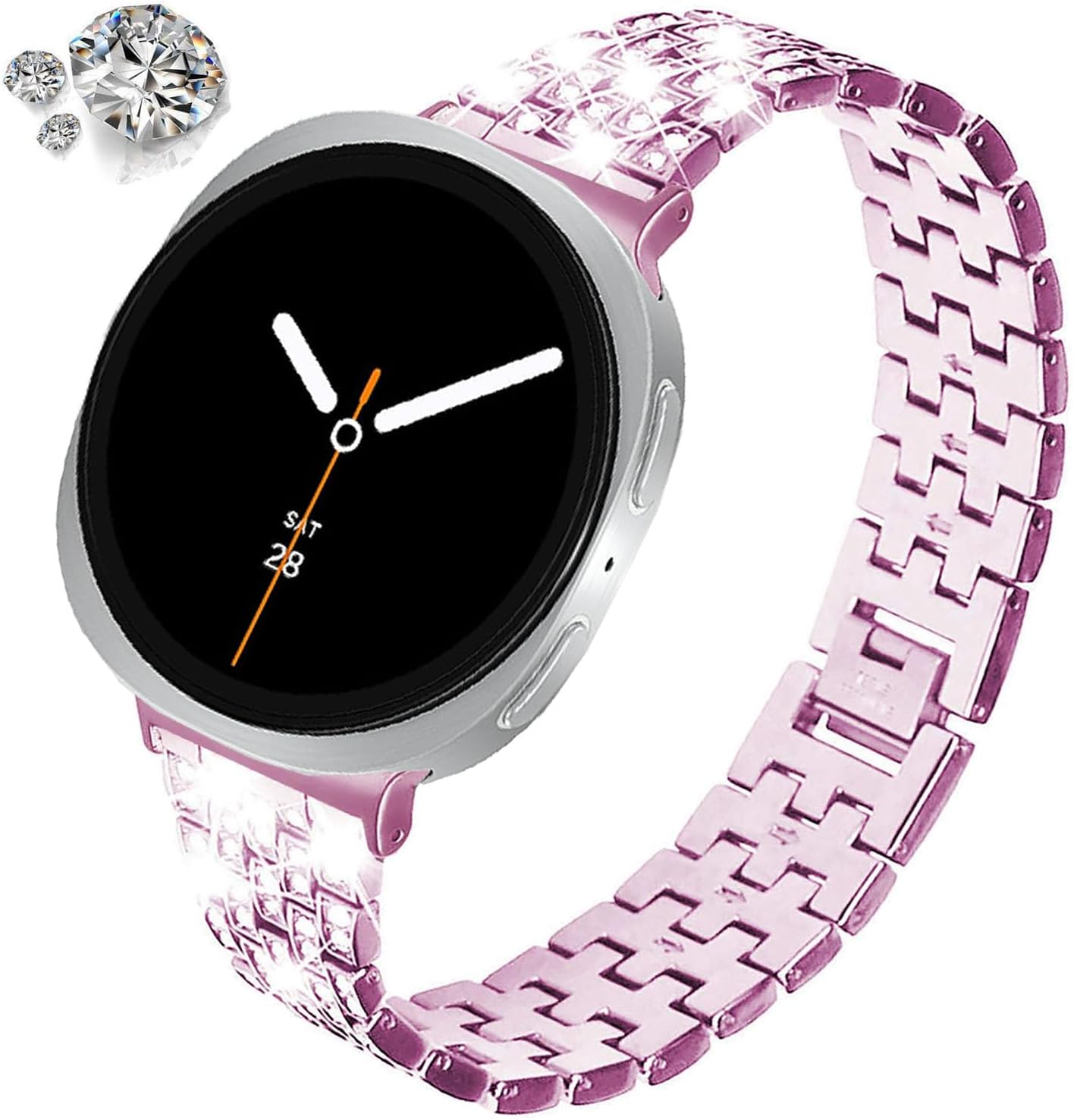 Bands Compatible with Samsung Galaxy Watch 8 40mm / 44mm / 8 Classic 46mm, Bling Rhinestone Diamond Metal Replacement Bracelet for Women Men - Image 2