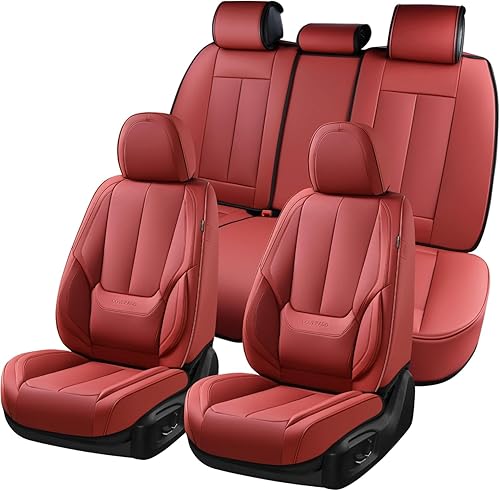 Miniatura 199 de Coverado - Fundas para asientos delanteros de automóvil, 2 piezas - Cojín de piel Nappa, protectores impermeables de ajuste universal para sedanes