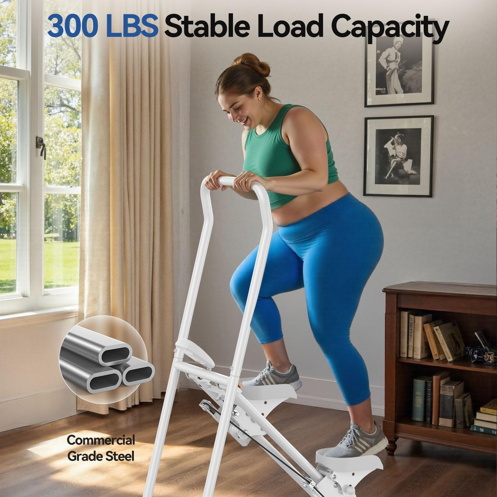 Niceday Steppers for Exercise at Home, Stair Stepper with Handlebar, Stair Climber, Stair Master with 300LBS Loading Capacity: White