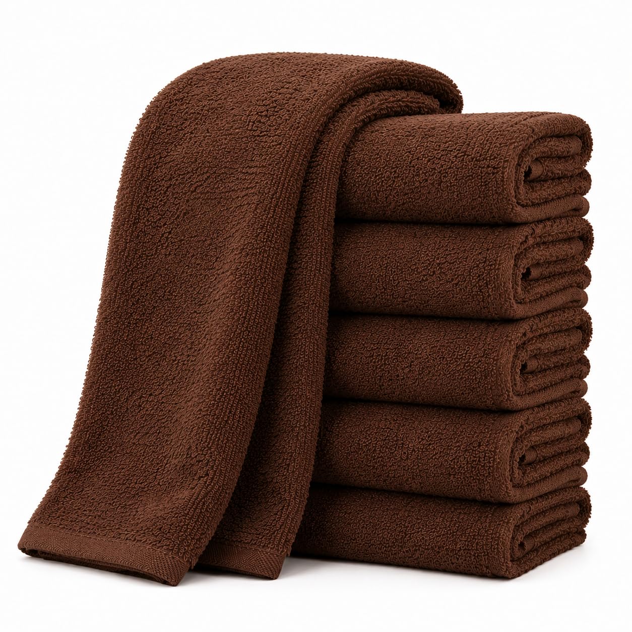 Premium Face Towels Pack of 6 – 600 GSM Pure Terry Cotton | Soft, Thick & Quick Dry | 30x30 cm | Brown-image-0