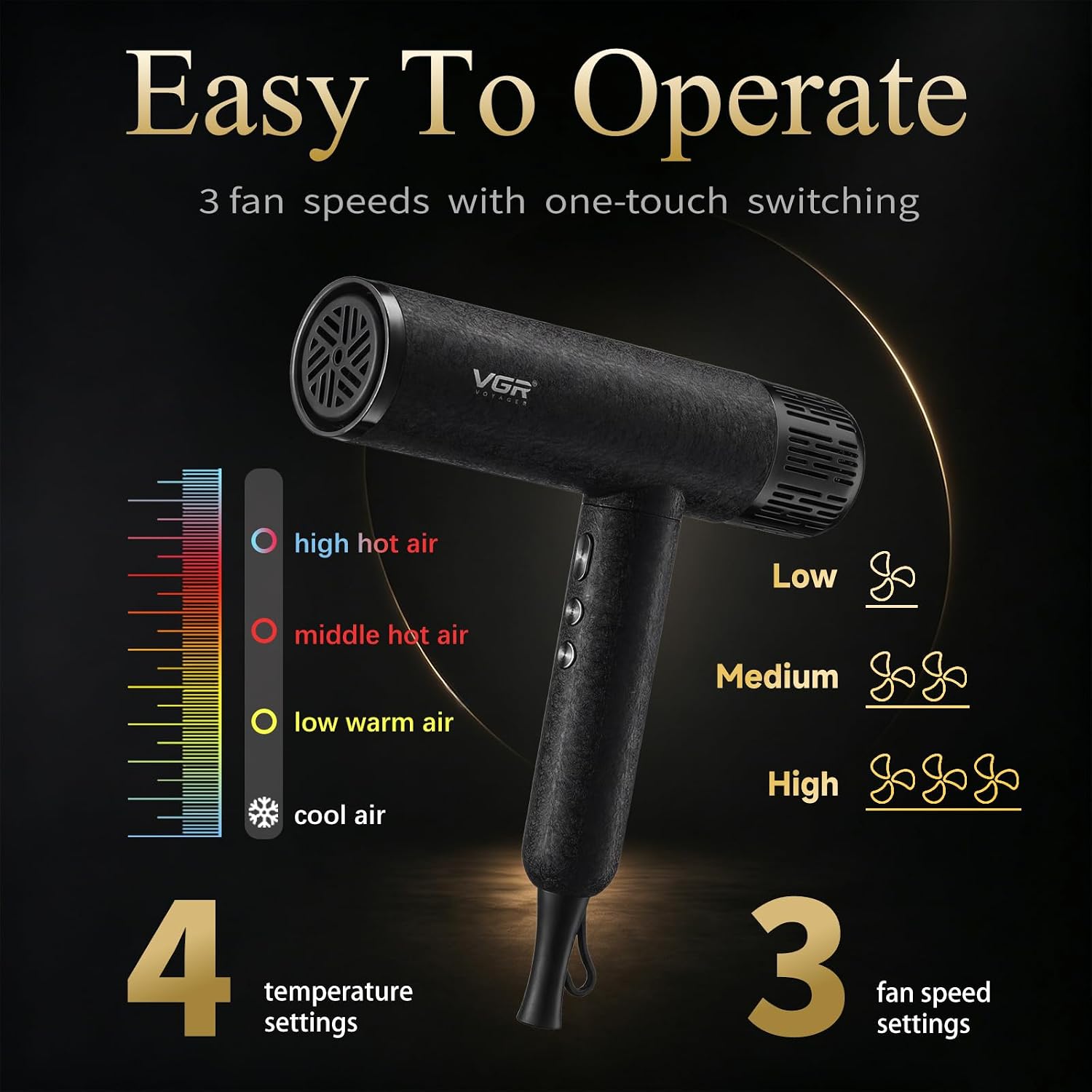 VGR 640 S4 Professional Barber Combo 4 in 1 Hair Clippers for Men, 9000RPM Cordless Hair Clipper, Hair Trimmer, Foil Shaver & 110000RPM Hair Dryer Kit, Mens Grooming Kit for Home Barber