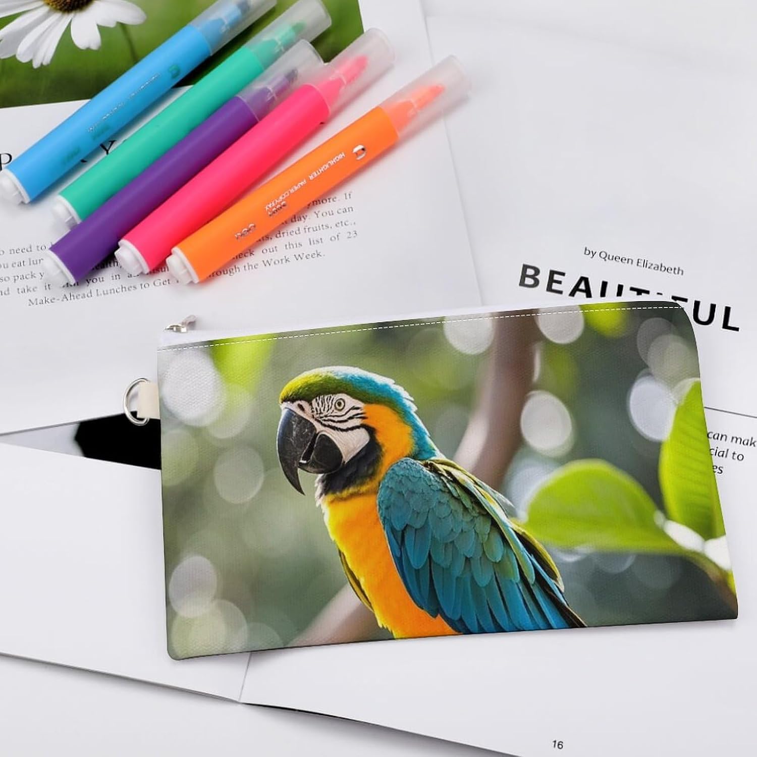 Parrot Coin Purse Portable Canvas Coin Pouch with Zipper Mini Coin Pocket Pouch Change Holder Slim Cash Change Wallet Lightweight Cute Coin Bag for Men Women