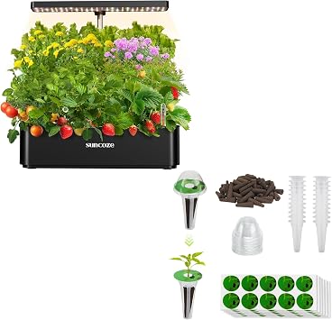 SUNCOZE Hydroponics Growing System Kit 12 Pods & 160pcs Hydroponic Pods Supplies