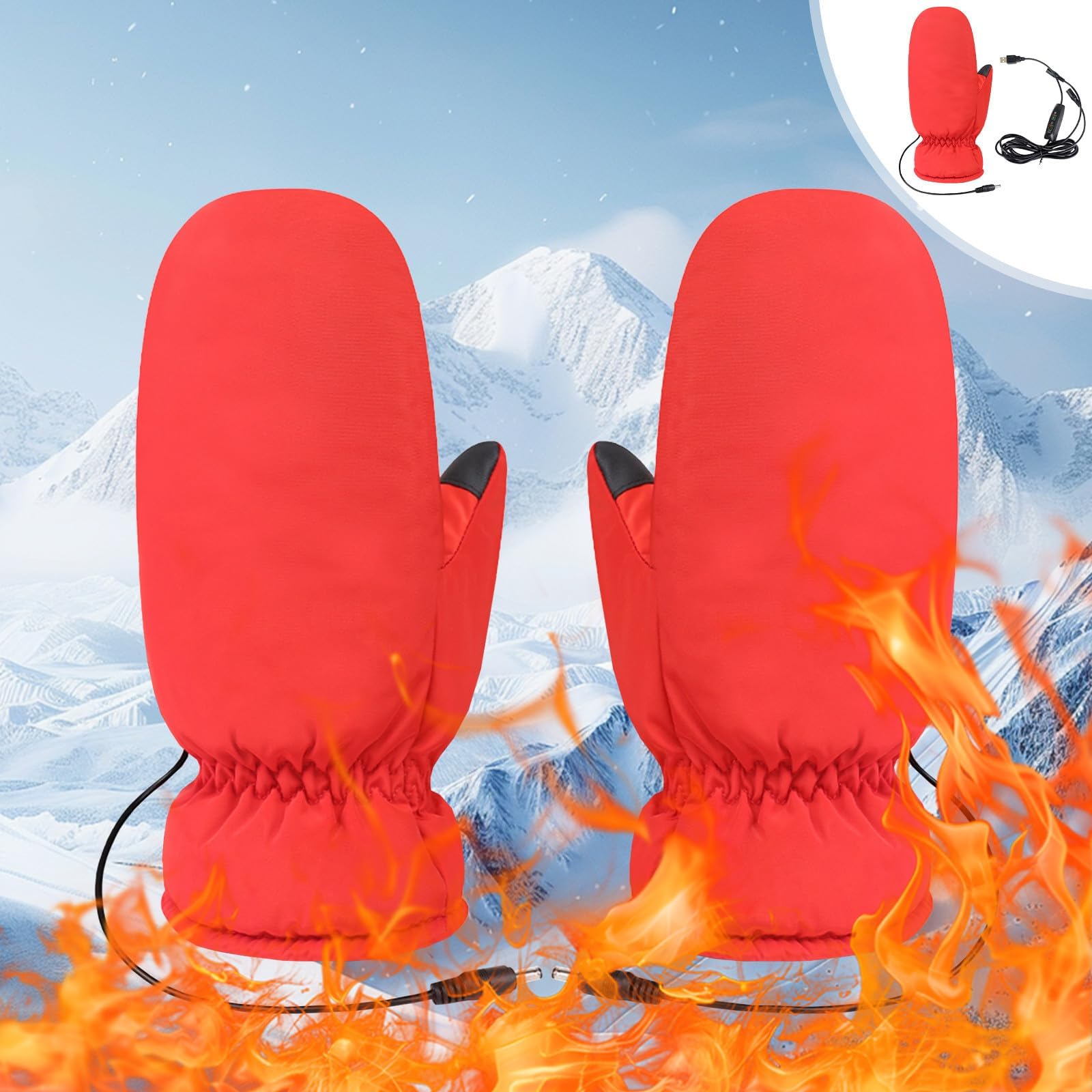 Winter Ski Mittens for Women Men - Warm Adult Snow Mitts for Cold Weather - Waterproof Gloves for Snowboarding Skiing