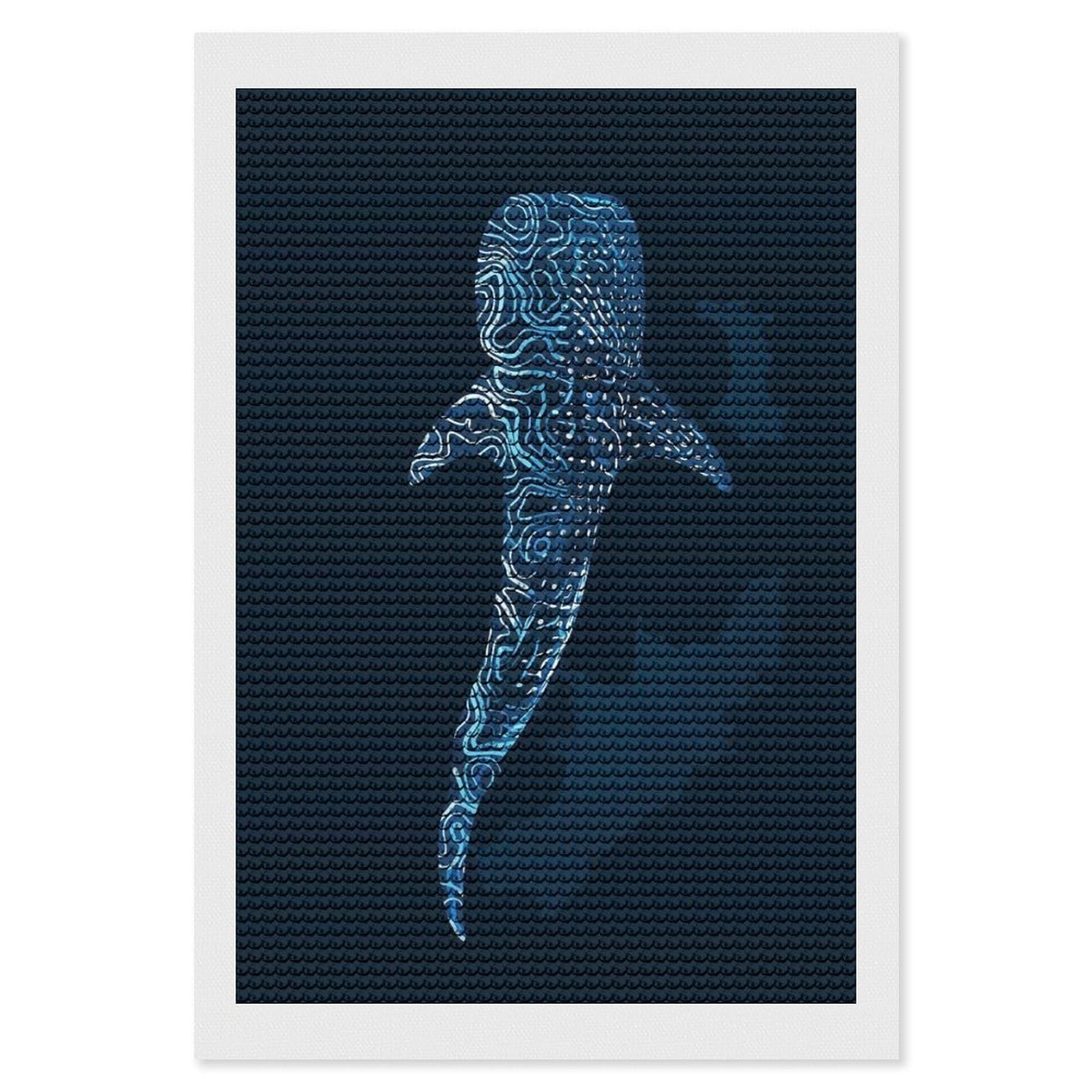 Junmoney Whale Shark Topographic Art Diamond Painting Kit 8"x12", Easy Handmade Project, Cosy Home Accent, for Craft Lovers, Holiday Gift Idea