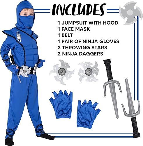 Miniatura 5 de Spooktacular Creations Disfraz de ninja de Halloween, conjunto de traje de ninja para niños, disfraces de Halloween para fiestas de disfraces para