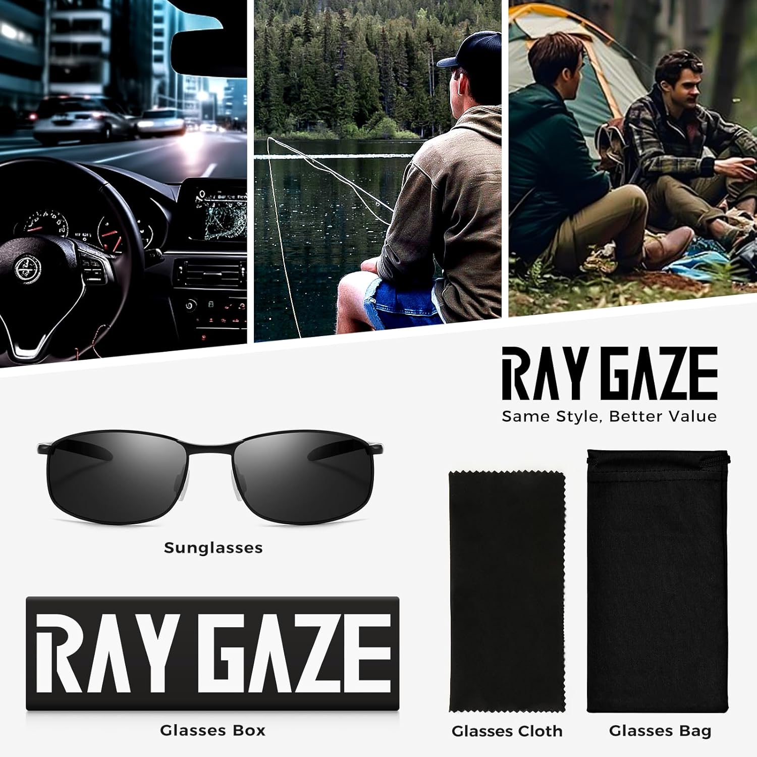 Retro Rectangle Narrow Polarized Sunglasses for Men, UV400 Metal Frame Mens Sunglasses for Driving & Outdoors
