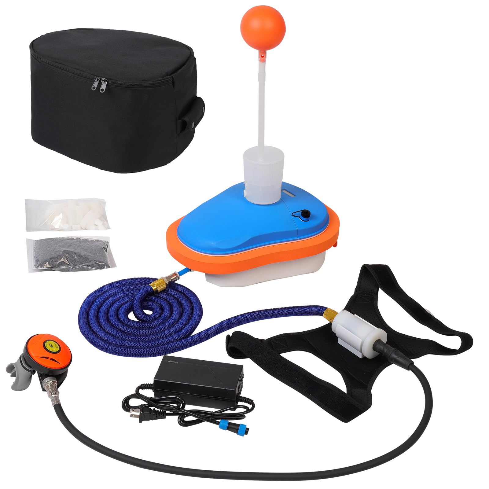 Ventilador de Buceo, Sistema de Buceo Recargable Aprobado por Aerolíneas, Compresor de Aire Impermeable con Manguera de 7 m y Regulador de Respiración para Buceo Recreativo