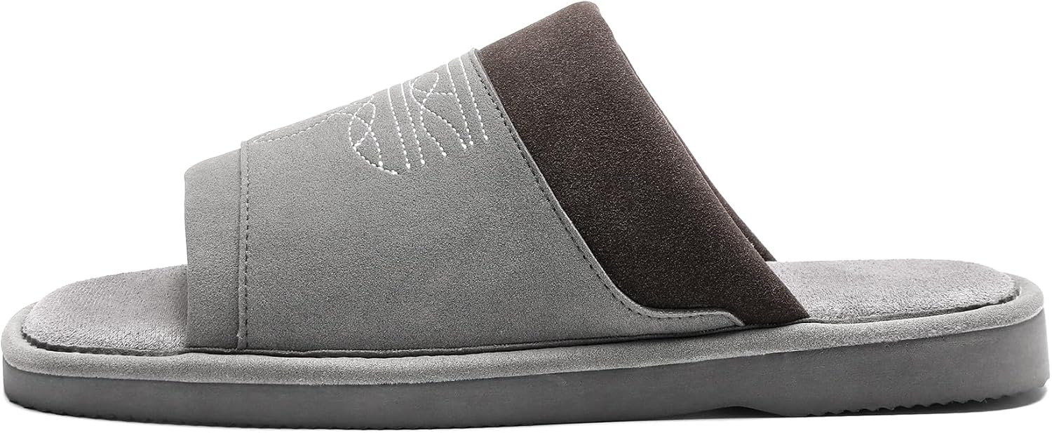 Open Toe Slippers For Men, Square Toe Cowboy Suede Slide Slippers