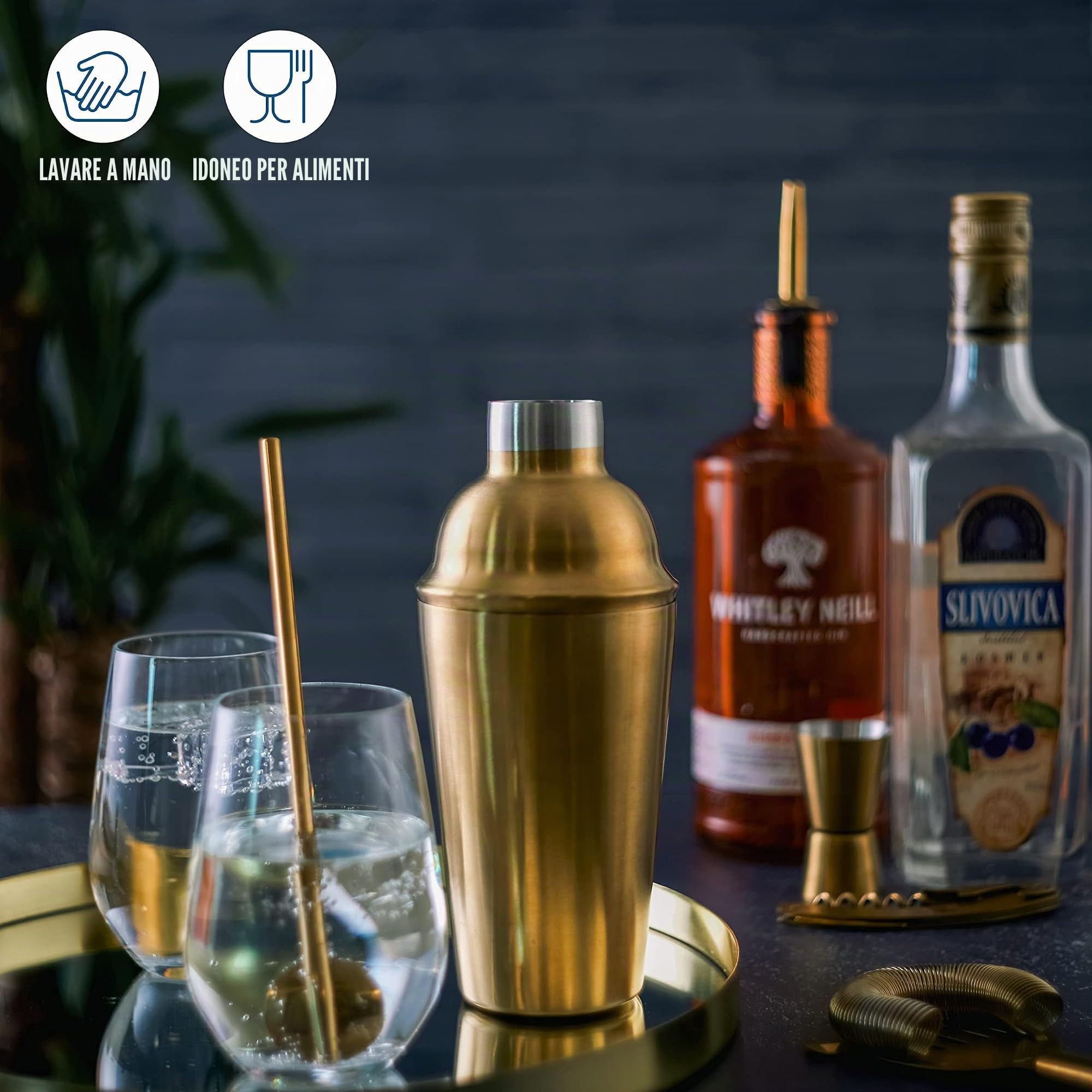 Set Barman da 10 Pezzi Professionali : Shaker in Acciaio Inossidabile, Versatore, Pestello e Ricettario per Creare Cocktail da Maestro