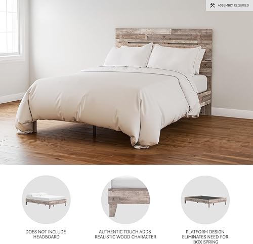 Miniatura 80 de Signature Design by Ashley - Base de cama con plataforma de granja casual Shawburn, tamaño matrimonial, cal desgastada Encalar,Gris (rustic