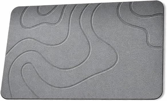 Stone Bath Mat Quick Dry, Diatomite Stone Bath Mat for Bathroom and Kitchen Use, Fast Drying Stone Mat for Wet Areas with Non-Slip Design, Diatomite Bath Mat Measuring 30 x 50 cm Grey