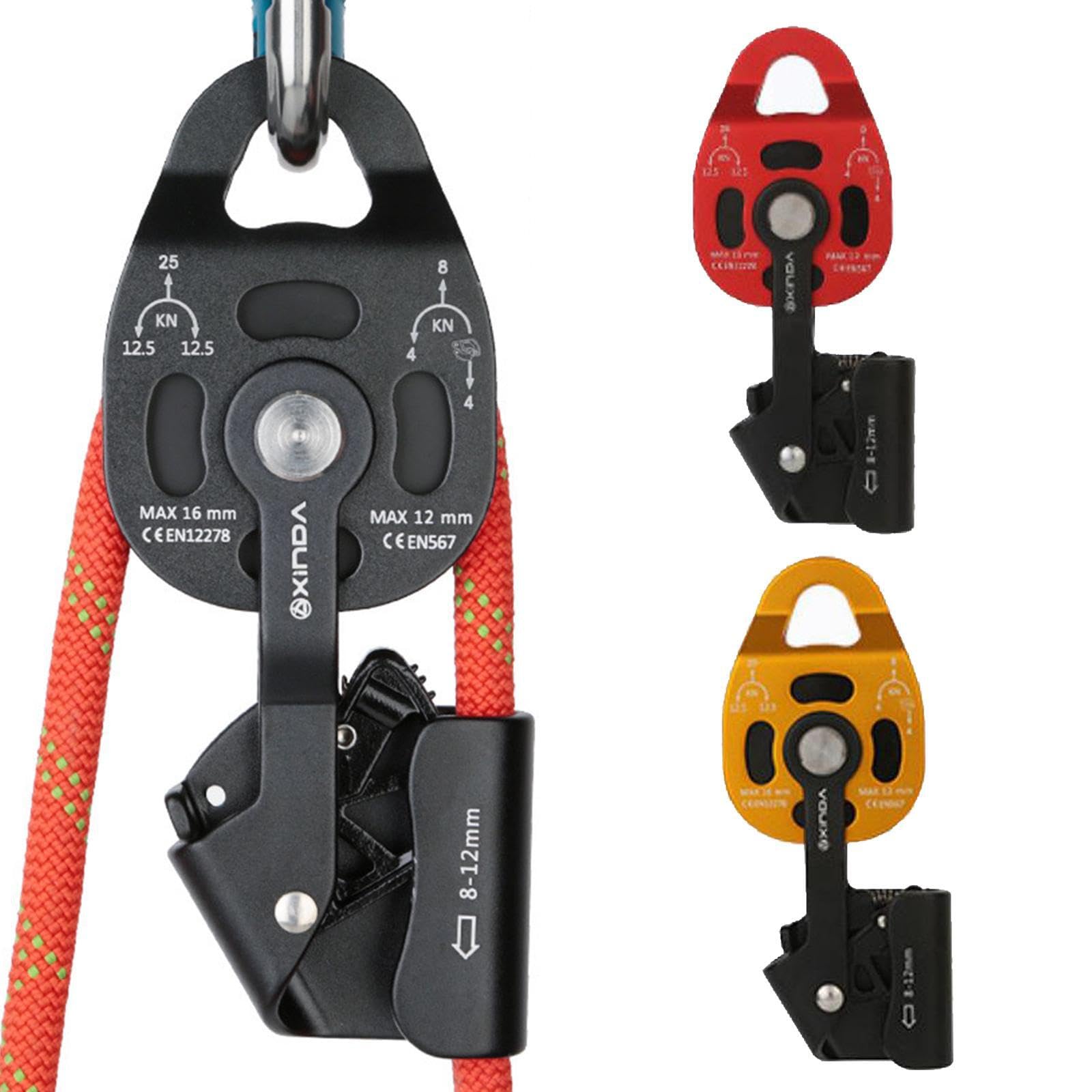 Paranco di sollevamento con puleggia, Per sistema resistente con moschettone da arrampicata, resistenza 25KN, adatto per funi da 8-12 mm, sollevatore