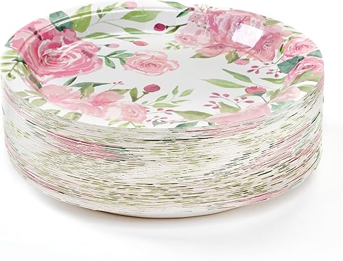 Miniatura 8 de BLUE PANDA 80 platos de papel vintage florales de 9 pulgadas para fiesta de té, novia y baby showers