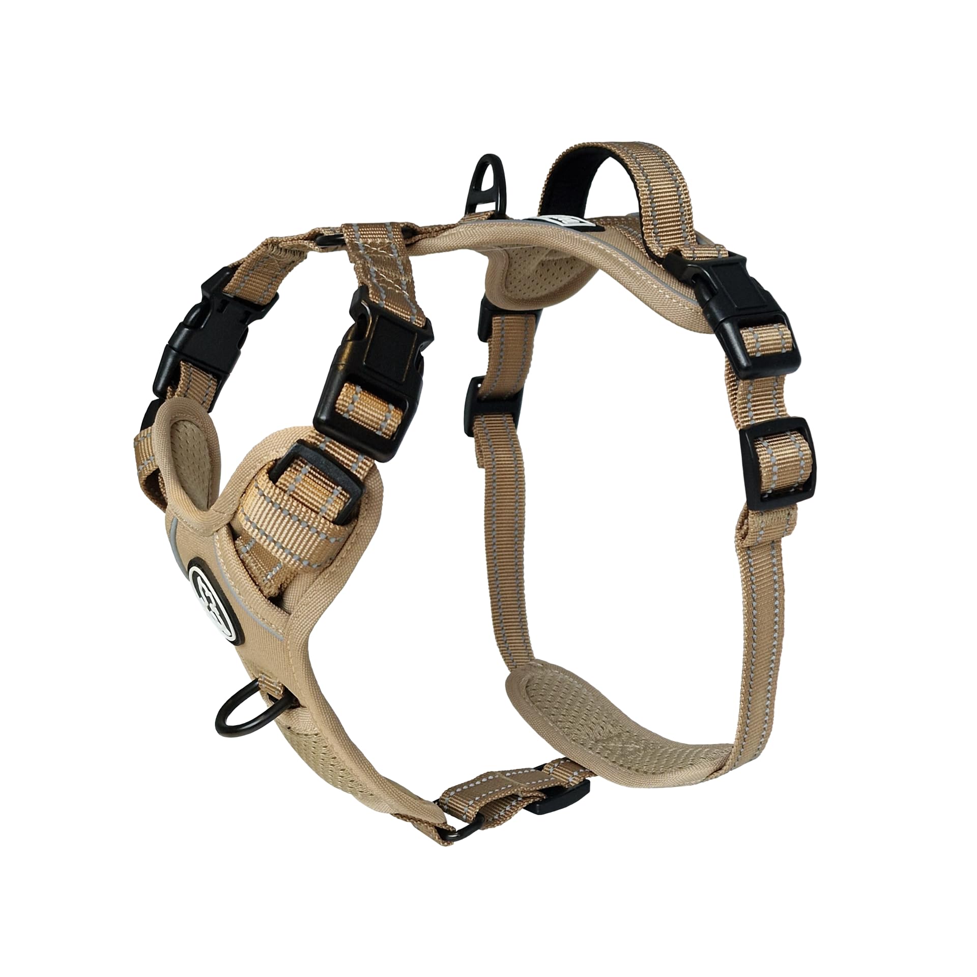 Barkridges® TruFit Freedom Dog Harness Adjustable Easy to Wear | No Pull Training | Chafing-Free | Safety Reflective | Comfortable | Handle | Small Medium Large (Honey Beige, L) — image 1