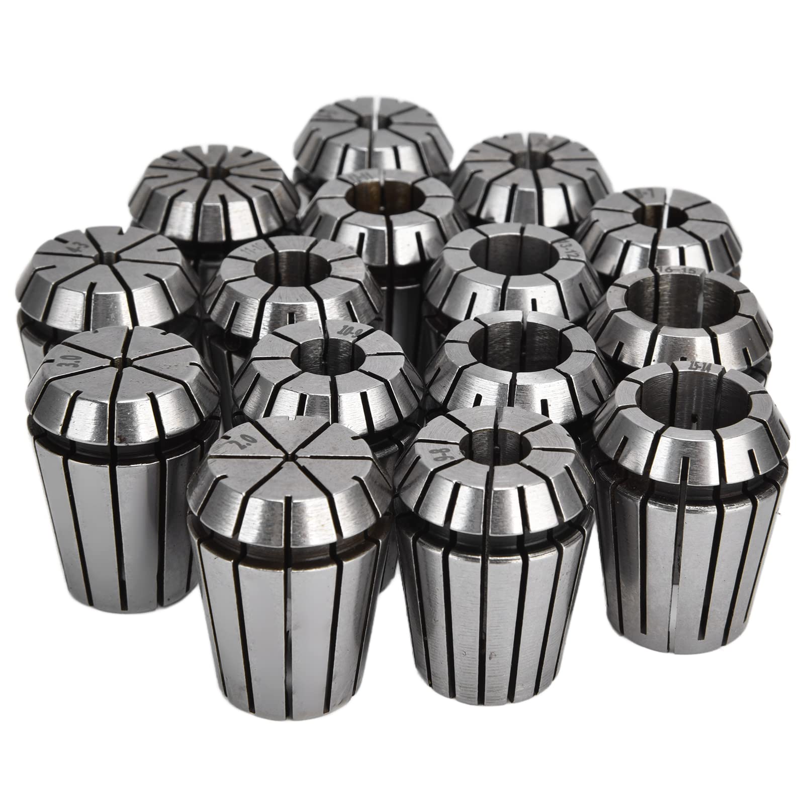 Jeu de 15 Pinces de Serrage, Pinces à Ressort SKER2515PC03 ER25, Jeu de Mandrins à Pince en Acier Rapide avec Clé pour Machine de Gravure CNC et Outil de Tour de Fraisage