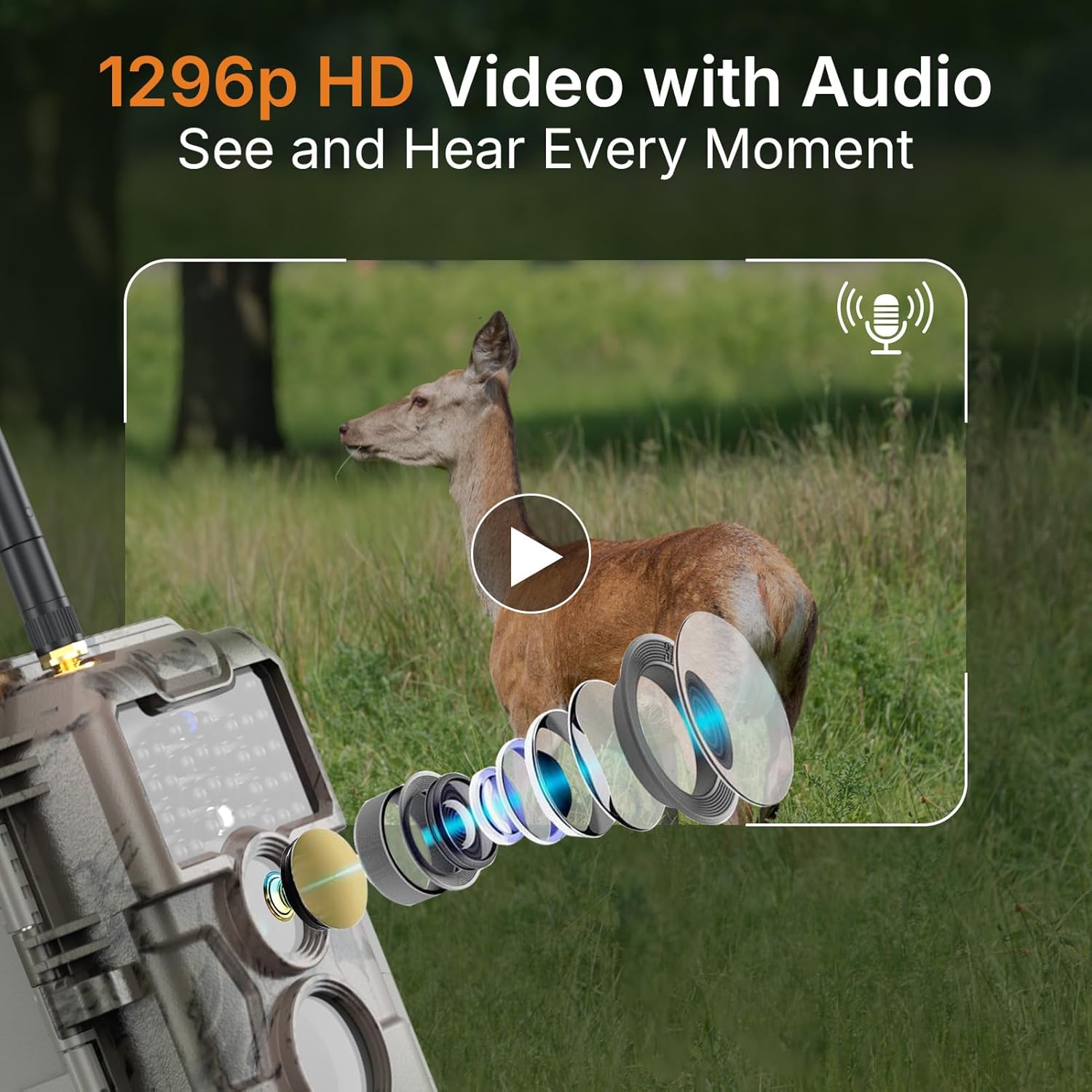 GardePro E6 WiFi Trail Camera (Non-Cellular), 64MP Photos, 1296P HD Video, App Control with Live View, 110° Wide-Angle, No-Glow Night Vision, Motion Activated